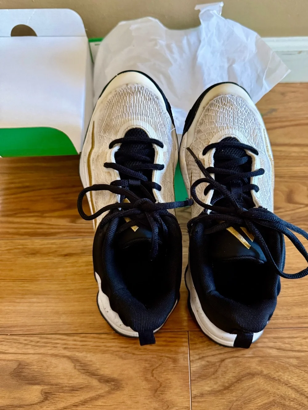 Nike Kids' White and Gold Athletic Shoes